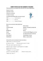 English Worksheet: HARRY POTTER AND THE CHAMBER OF SECRETS