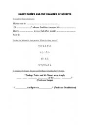 English Worksheet: Harry Potter and the Chamber of Secrets