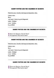 English Worksheet: Harry Potter and the Chamber of Secrets