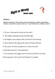 English worksheet: Tense Quiz
