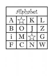 English worksheet: Alphapet bingo