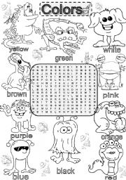 English Worksheet: Wordsearch BASIC COLORS