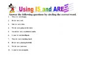 English Worksheet: Using IS and ARE