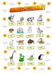 English Worksheet: Animals pictionary - 1