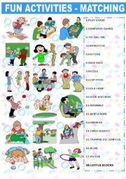 English Worksheet: FUN ACTIVITIES  MATCHING 