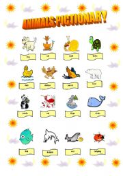 English Worksheet: Animals pictionary - 2