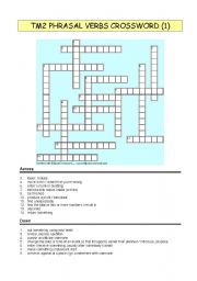 English Worksheet: Phrasal verbs crossword 1