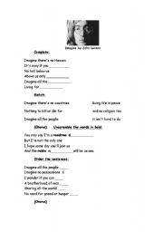 English Worksheet: Imagine by John Lennon