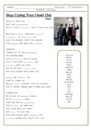 English Worksheet: Song - Stop crying your heart out - Oasis