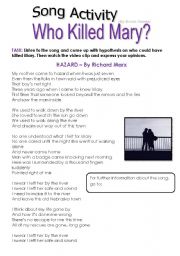 English Worksheet: Song Activity - Hazard (Richard marx)