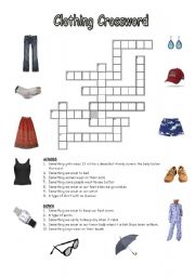 Clothing & Accessories Crossword