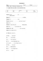 English worksheet: worksheet for 1st grado of secundary