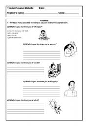 English worksheet: Feelings and emotions.