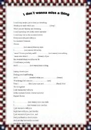 English Worksheet: Song I dont wanna miss a thing