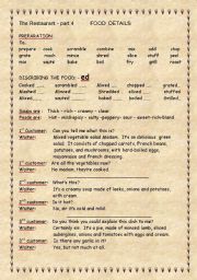 English Worksheet: THE RESTAURANT SERIES      Part  4-5    FOOD DETAILS  