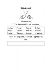 English Worksheet: Languages