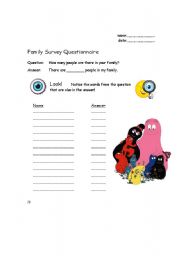 English Worksheet: Family Survey 