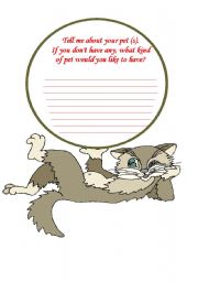 English Worksheet: journal Writing. My favorite pet