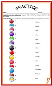 English Worksheet: Numbers and wh questions practice