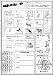 English Worksheet: Wild Animal Fun