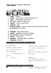 English Worksheet: THE GAME