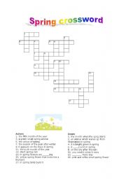 English Worksheet: spring crossword