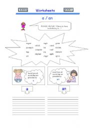 English worksheet: Indefinite articles