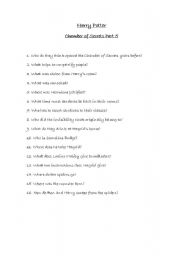 English Worksheet: Harry Potter Chamber of Secrets Part 5