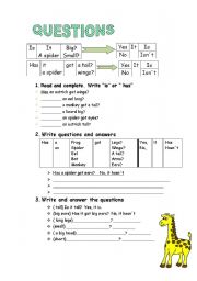 English worksheet: questions