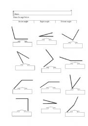 English worksheet: Angle