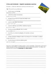English Worksheet: Crime and Criminals - Vocabulary Exercise for Intermediate Students