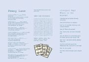 English Worksheet: PENNY LANE ACTIVITY WORKSHEET