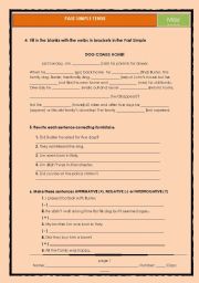 English Worksheet: PAST SIMPLE TENSE