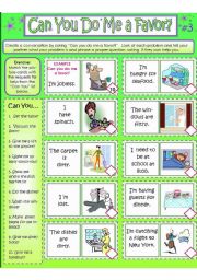 English Worksheet: CAN YOU DO ME A FAVOR? Card #3