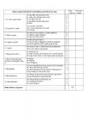 English Worksheet: Self-assess your oral participation in class