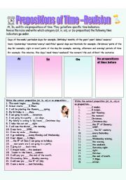 Prepositions of time Revision of at in and on