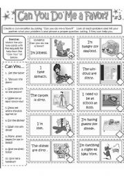 English Worksheet: CAN YOU DO ME A FAVOR? Card #3 BLACKLINE COPYMASTER