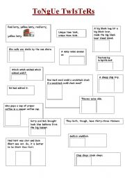 English Worksheet: illustrated tongue twisters