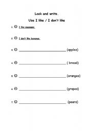 English worksheet: Likes - Dislikes