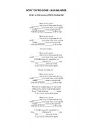 English Worksheet: Song Now youre gone - Basshunter