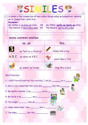 English Worksheet: Similes