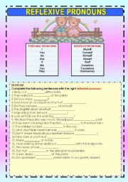 English Worksheet: REFLEXIVE PRONOUNS