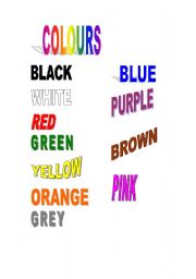 English worksheet: colours