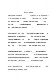 English Worksheet: Gap Fill - Holidays