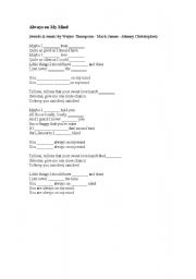 English Worksheet: Always on my mind