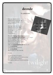 English Worksheet: Decode - Twilight Movie Song - Paramore