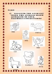 English worksheet: Animals