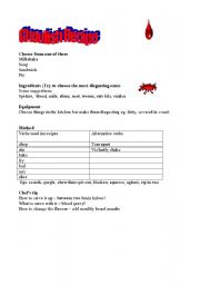 English Worksheet: Ghoulish recipes