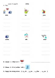 English Worksheet: drinks