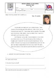 English Worksheet: test year 6